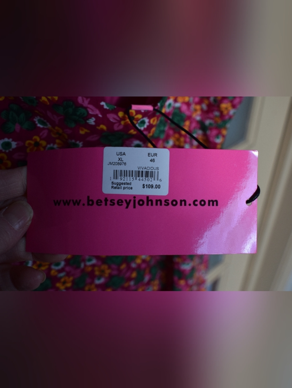 NWT Betsey Johnson Pink Floral Mini Dress, Size XL - Picture 3 of 8